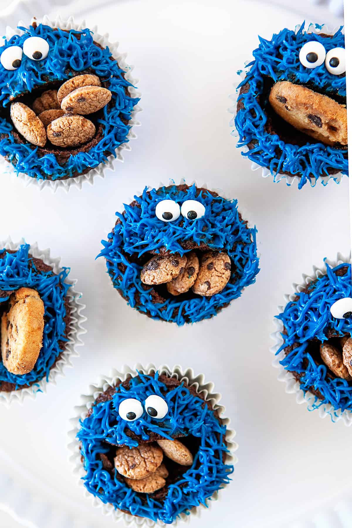 sjove Cookie Monster Cupcakes