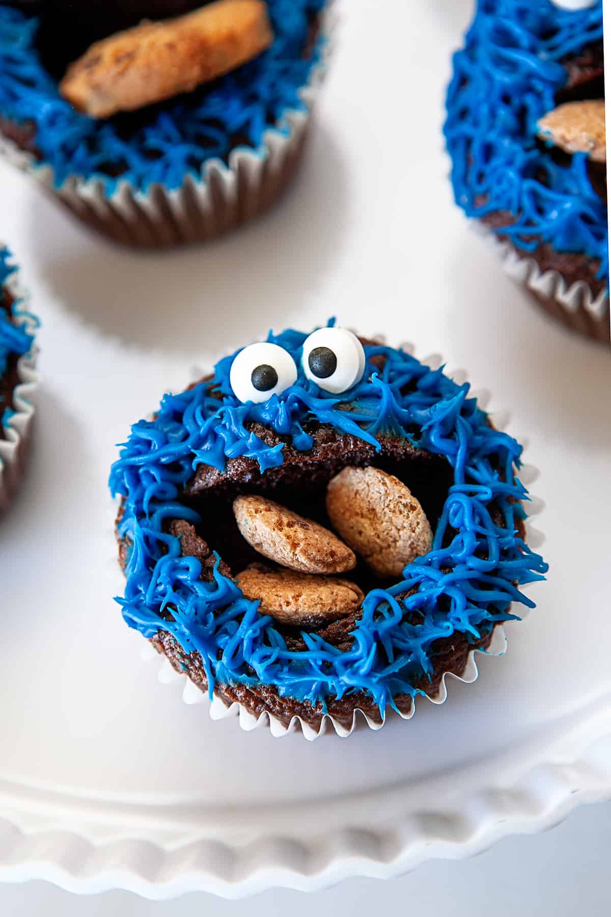 sjove Cookie Monster Cupcakes