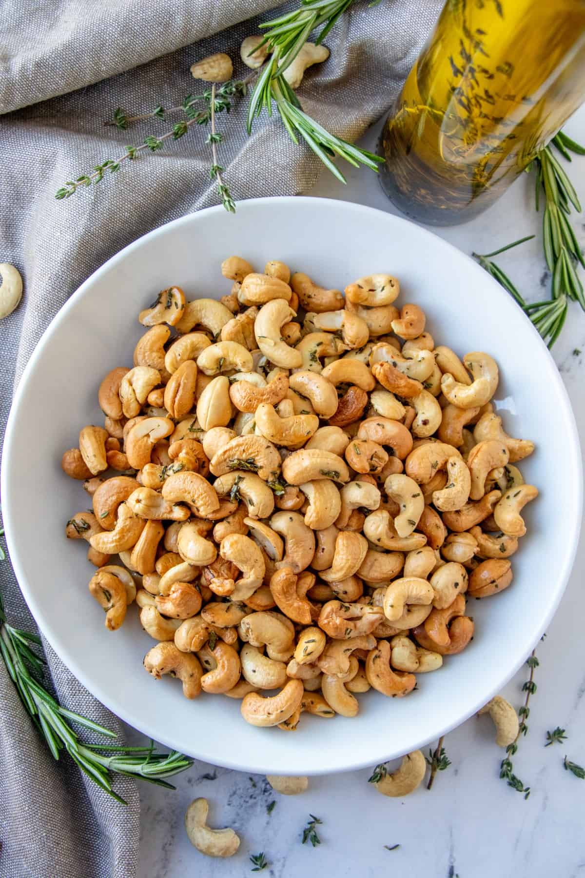 Overhead shot of nuts in a bowl
