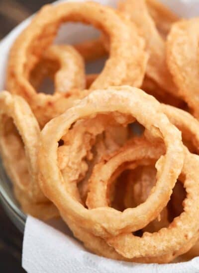 Beer Battered Onion Rings with Southern BBQ Sauce hero.