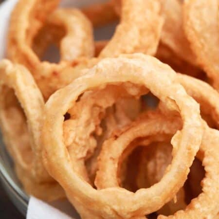 Beer Battered Onion Rings with Southern BBQ Sauce hero.