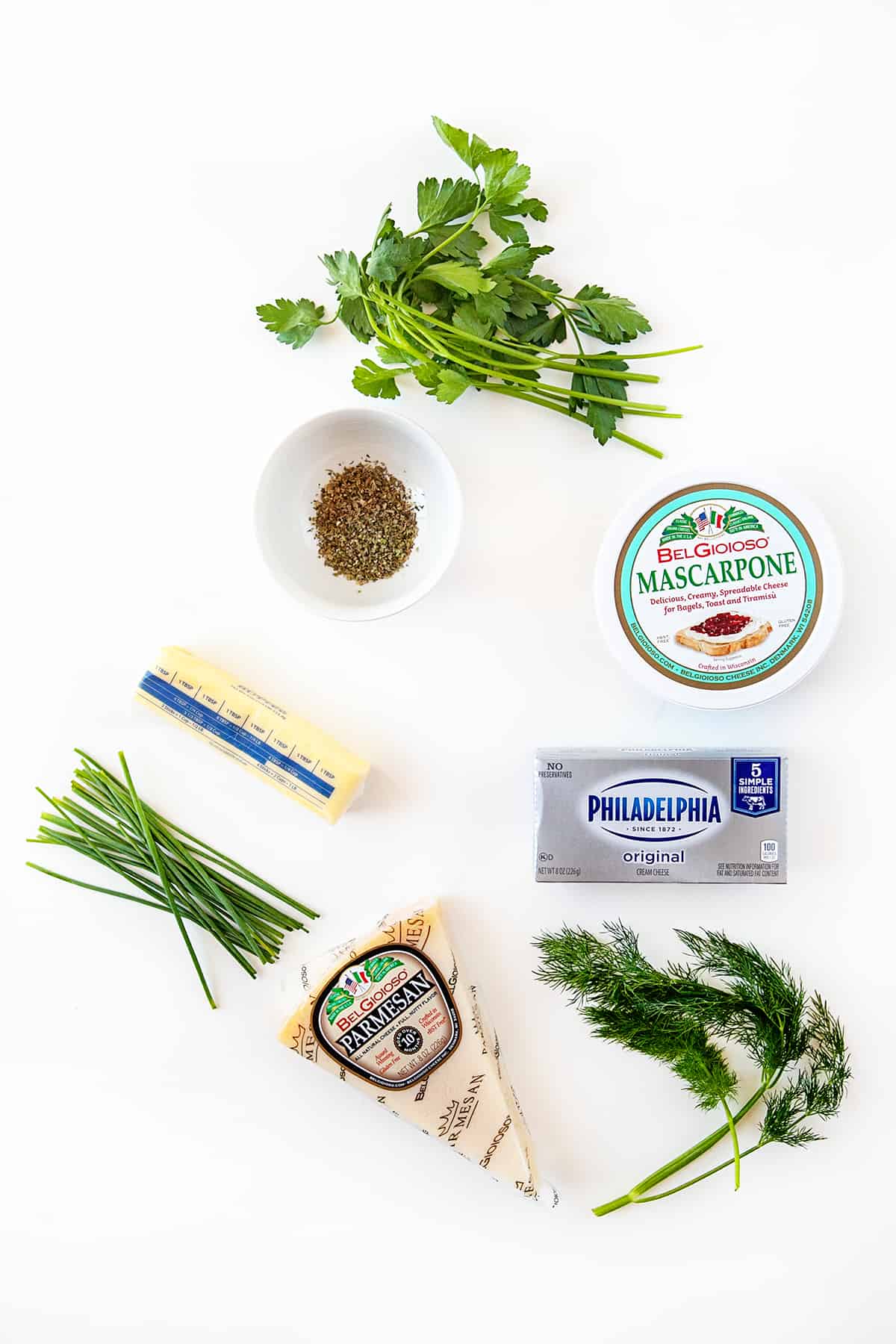 Ingredients for homemade boursin cheese recipe