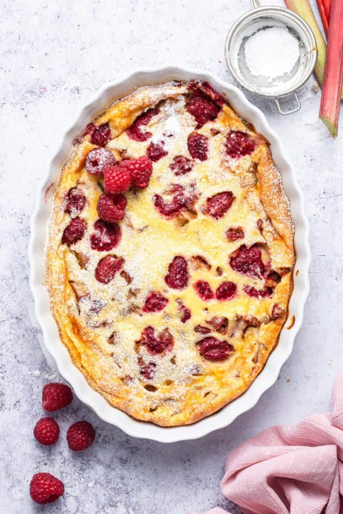 Rhubarb Raspberry Clafoutis