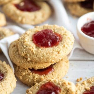 Peanut Butter and Jelly Cookies stacked