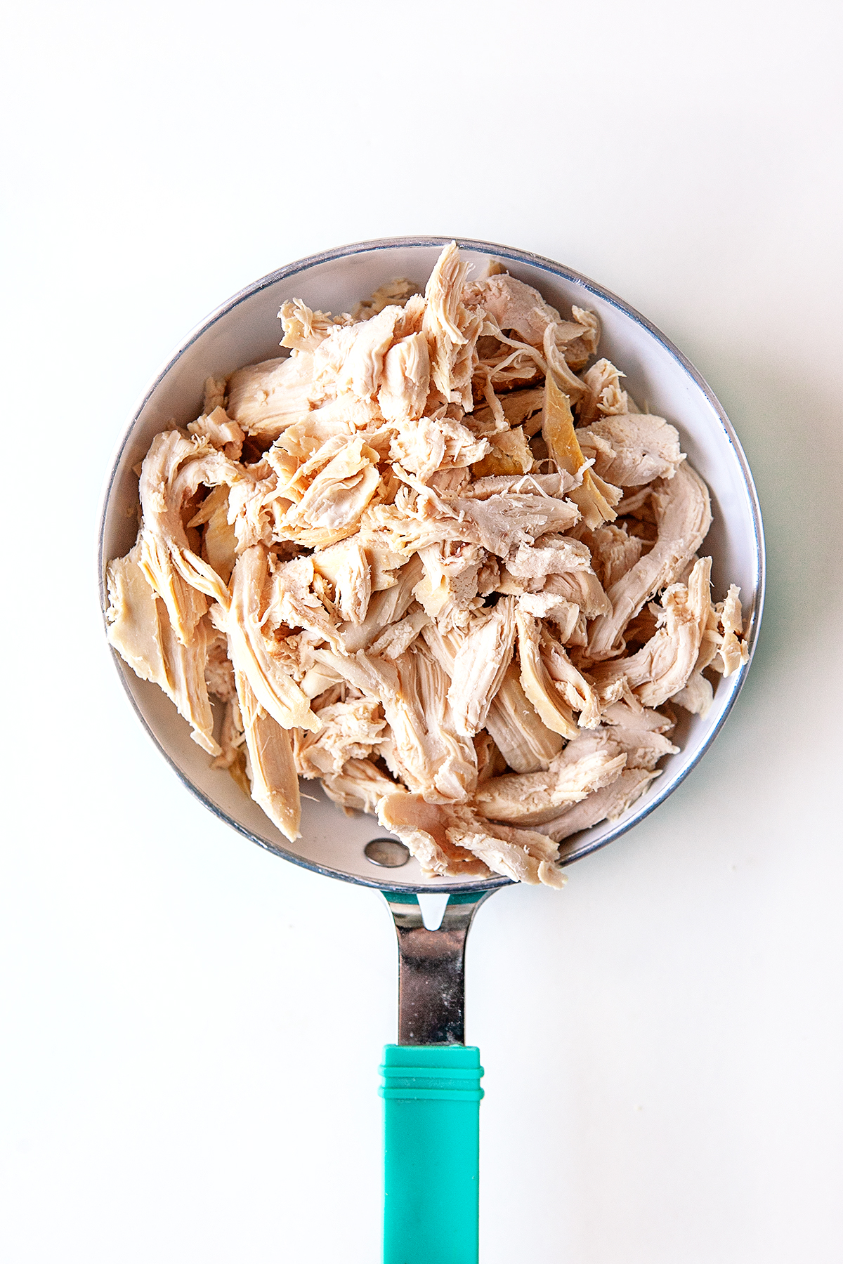 Shredded chicken in a pot