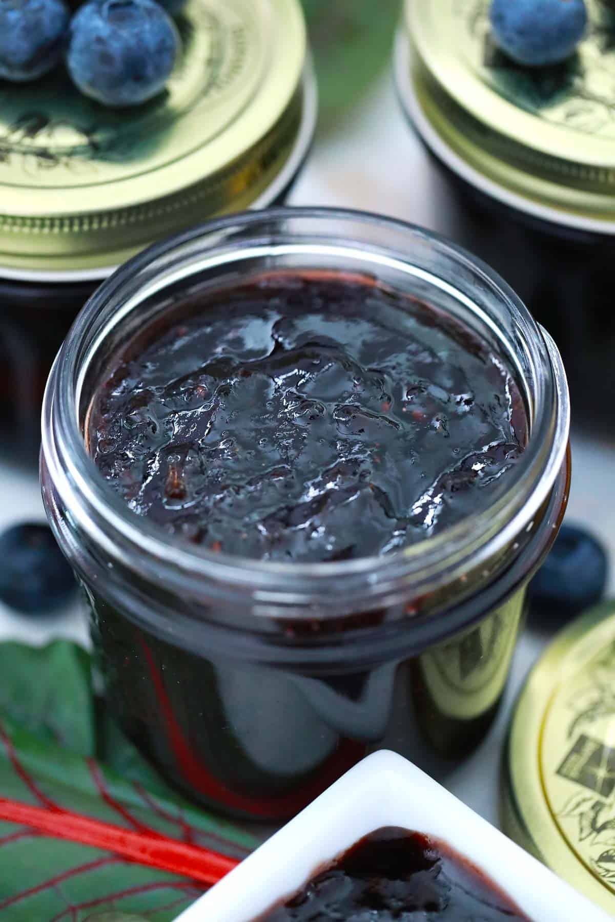 Looking inside a jar of jam