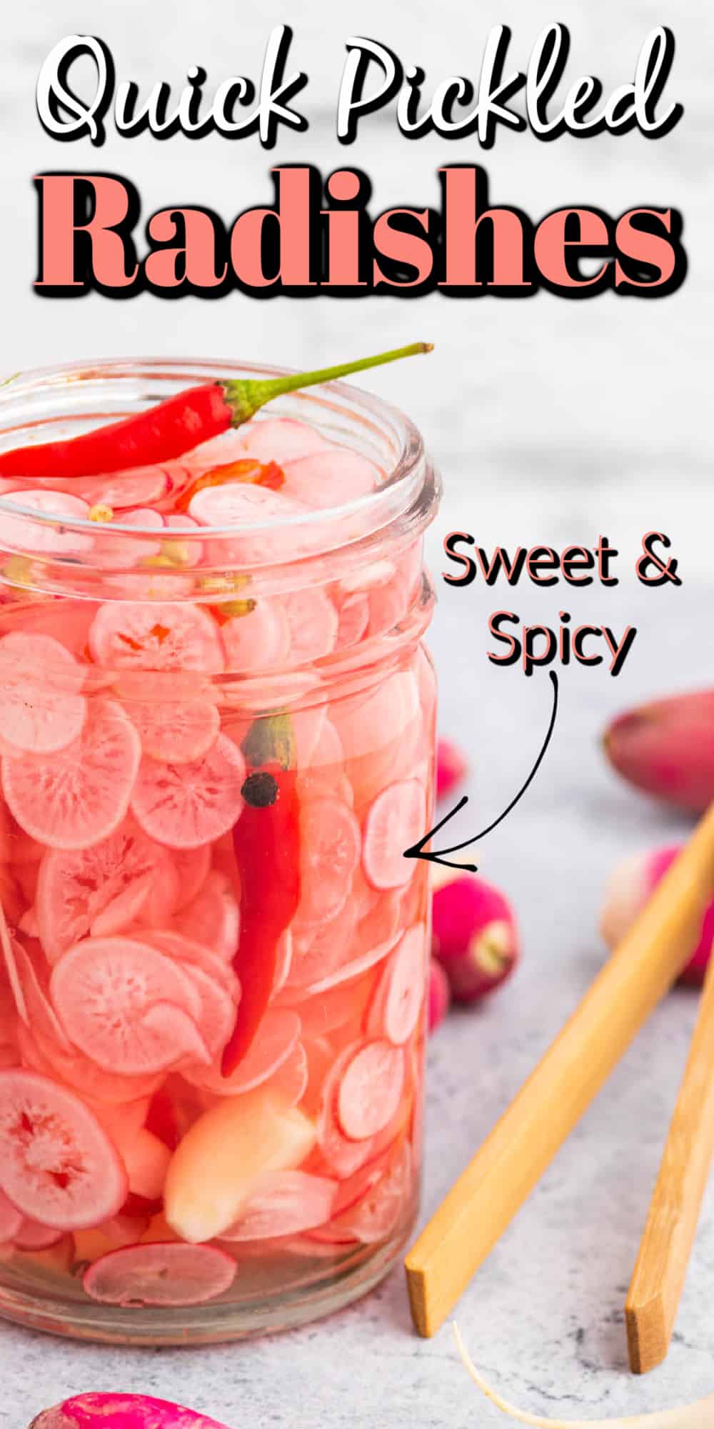 Quick Pickled Radishes (Sweet and Spicy) Pin