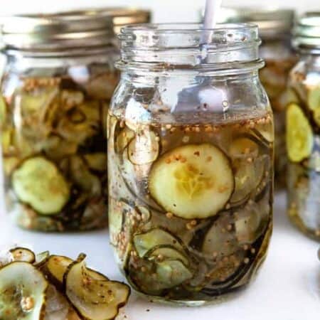 Bread and Butter Pickles in jars