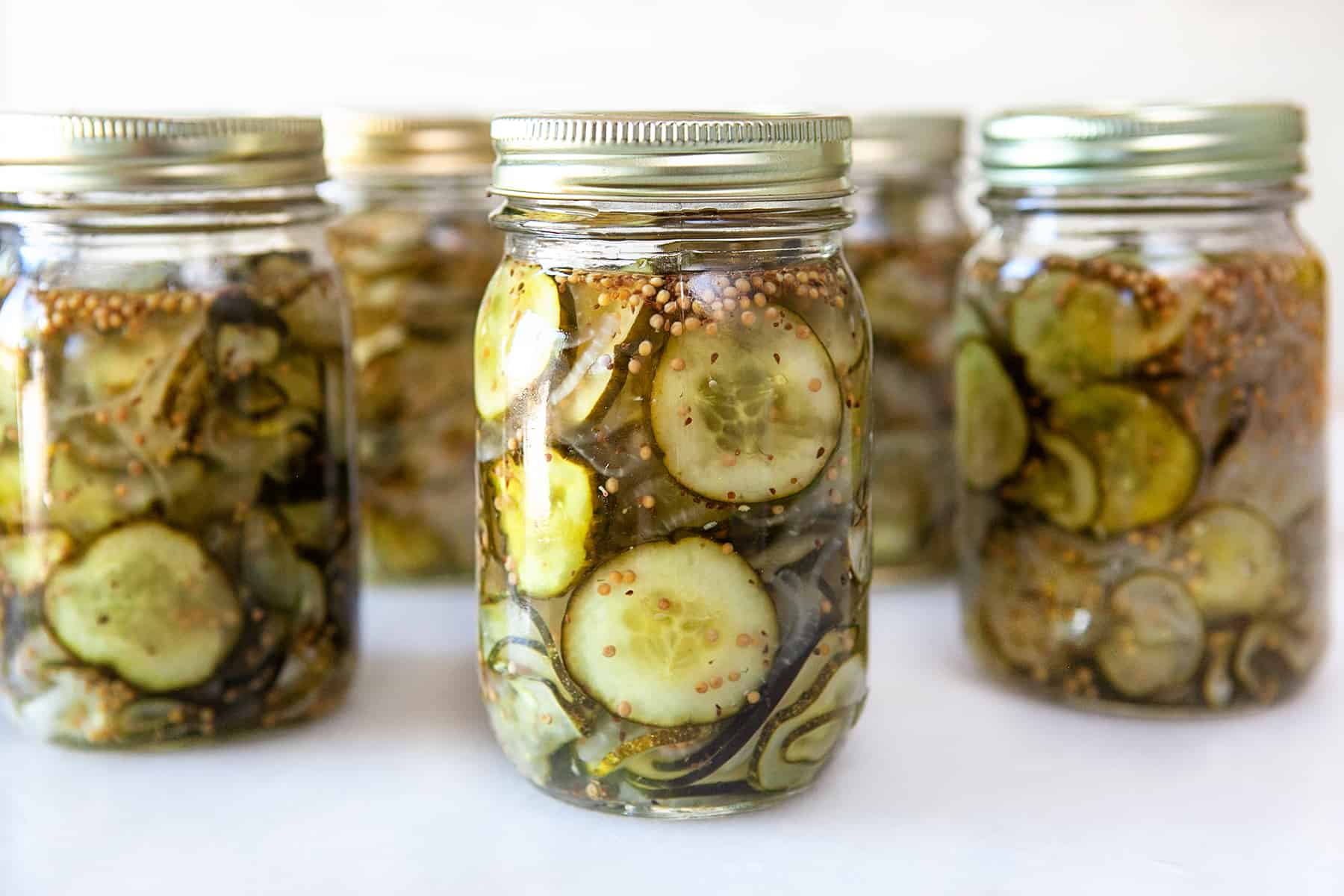 Jars of bread and butter pickles