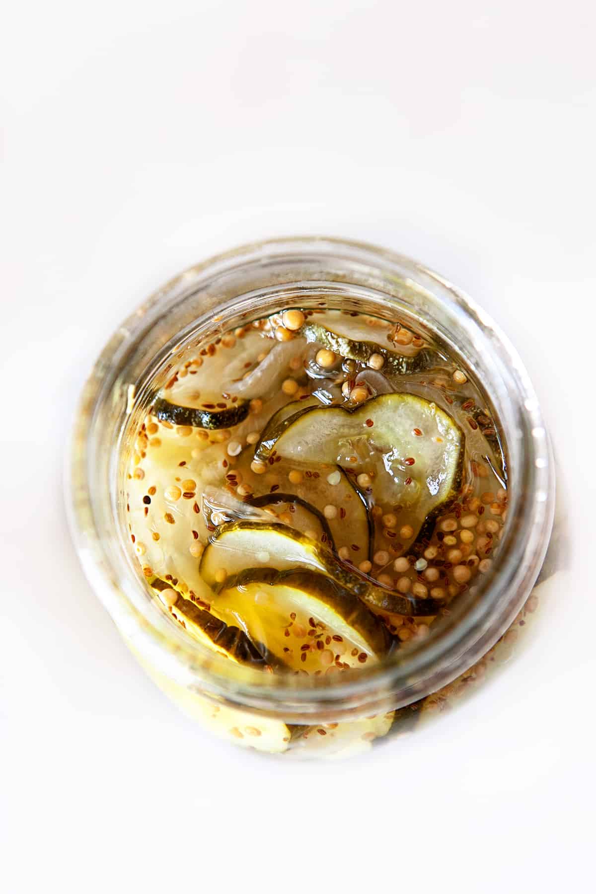 Looking into a jar of pickles