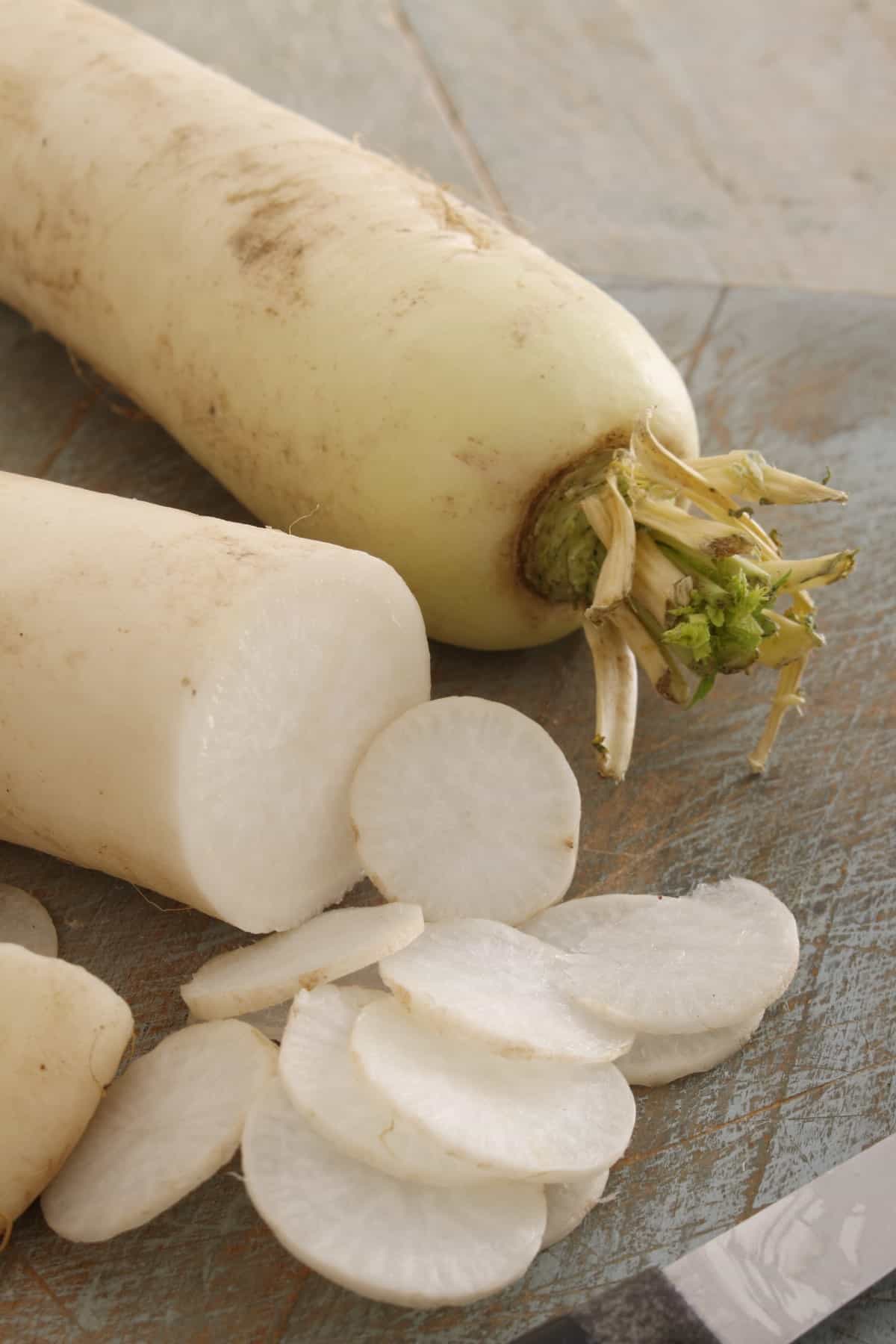 preparing fresh white radish