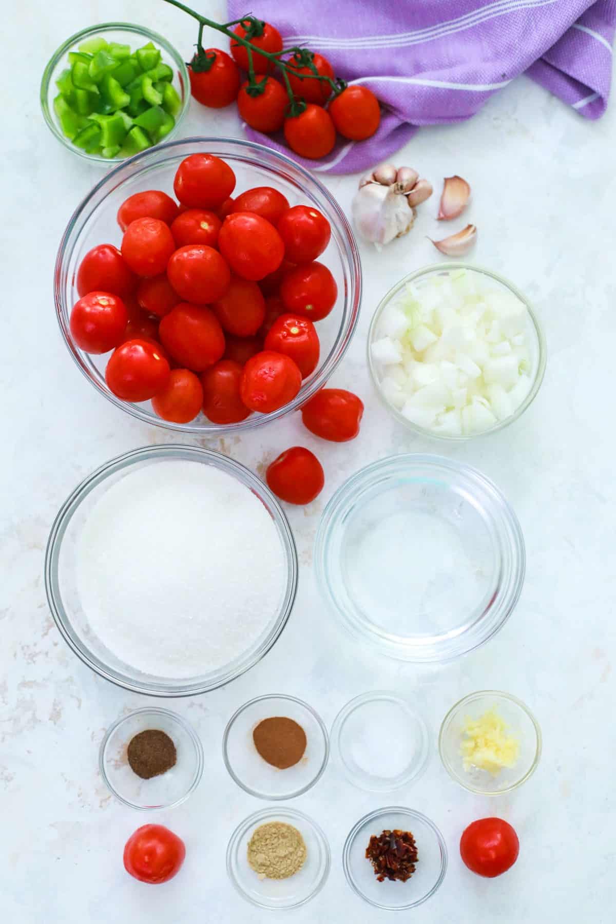 Ingredients for tomato jam