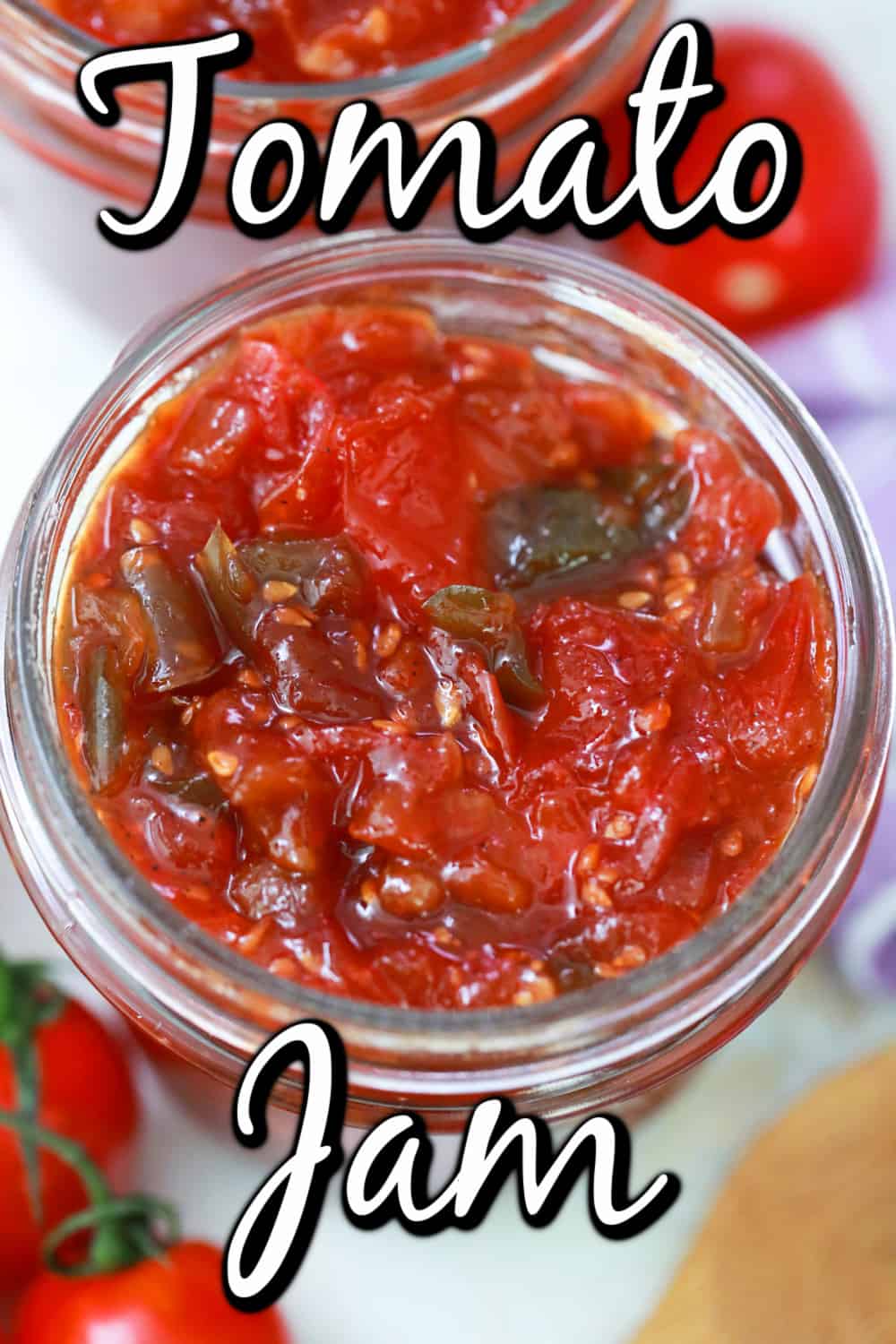 Tomato Jam Recipe using cherry tomatoes for an amazing condiment.