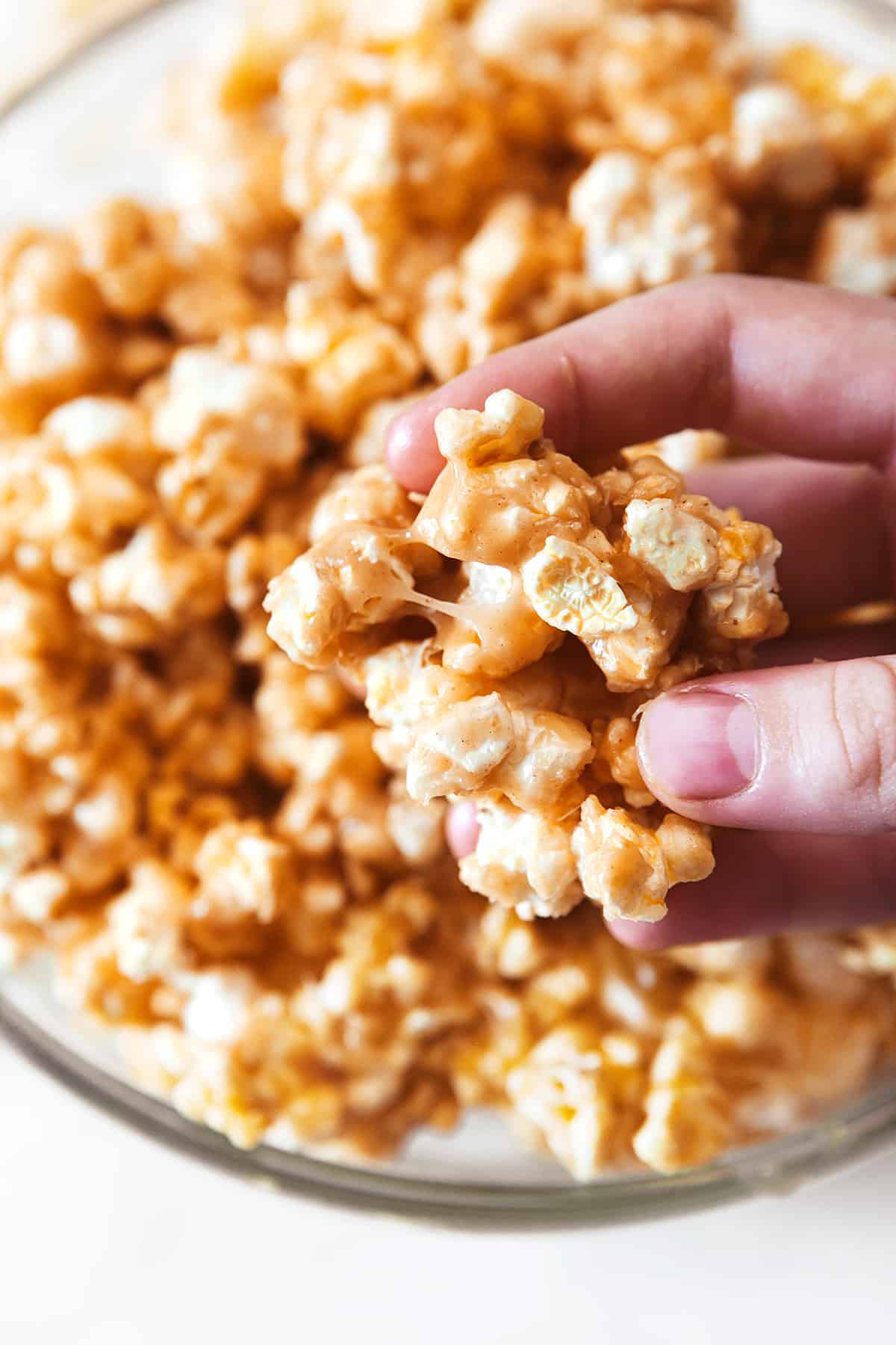 Close-up of holding peanut butter popcorn