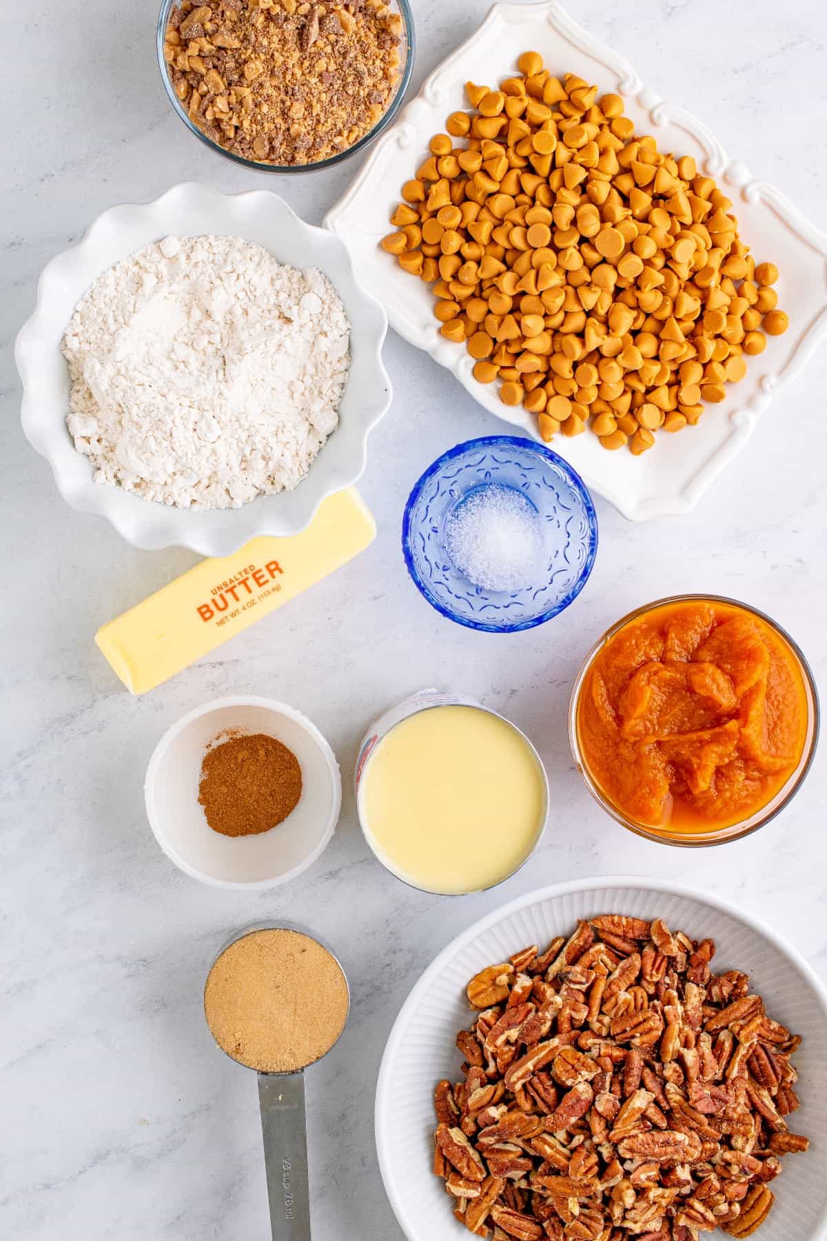 Ingredients for Pecan Magic Pumpkin Bars 