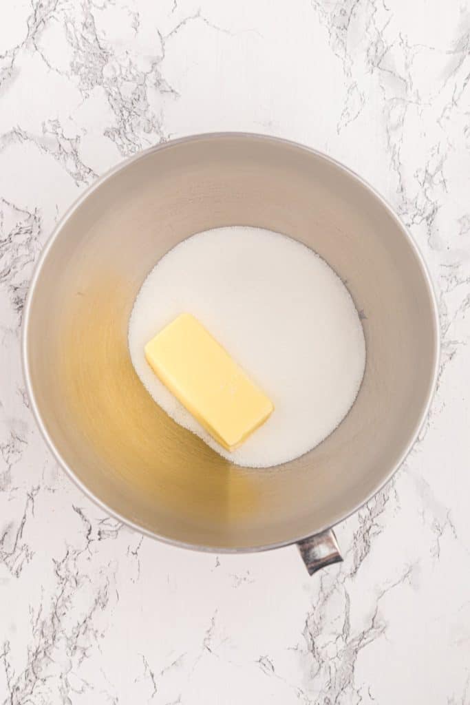 Sugar and butter in a bowl