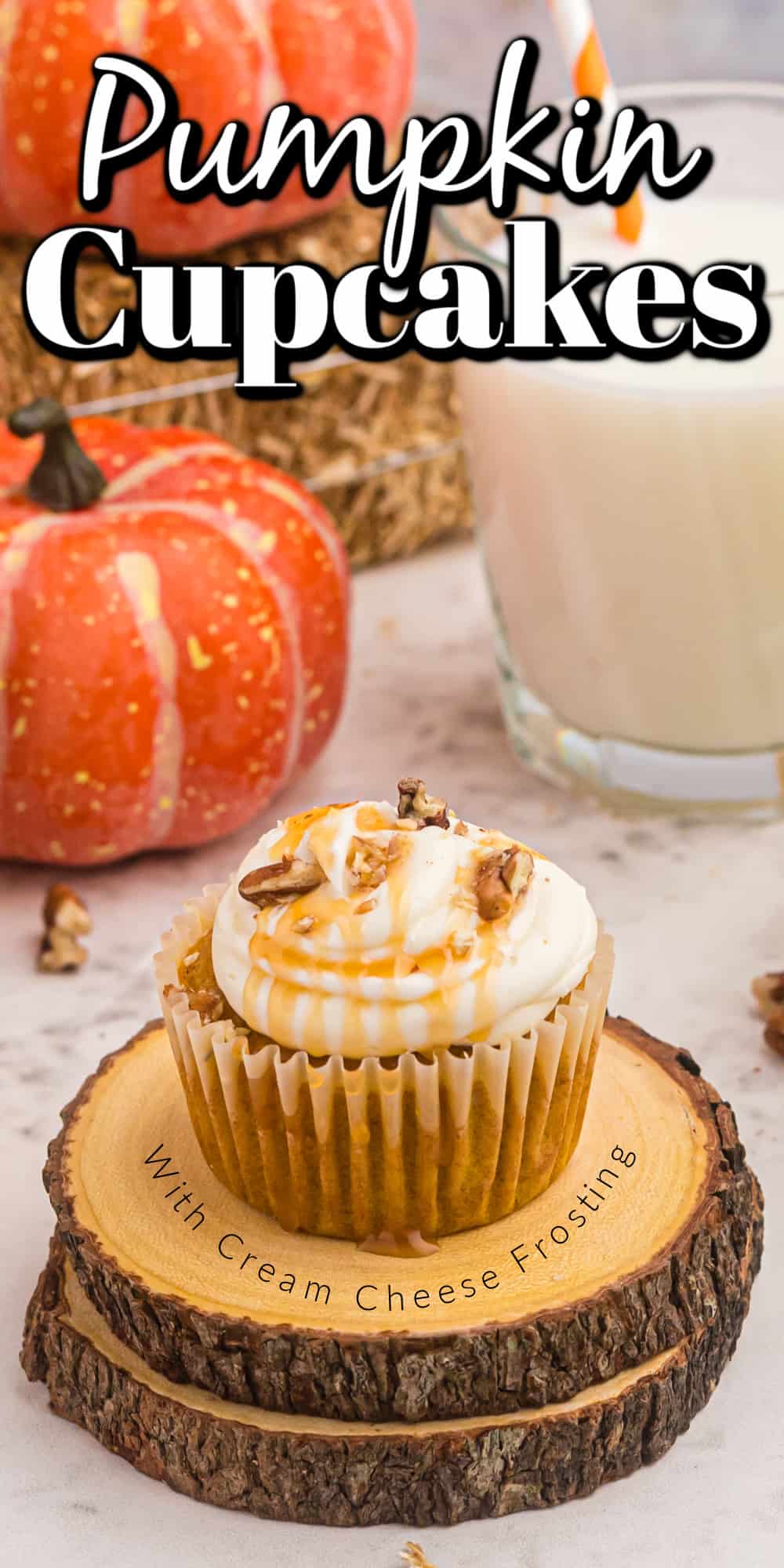 Pumpkin Cupcakes with Cream Cheese Frosting Pin