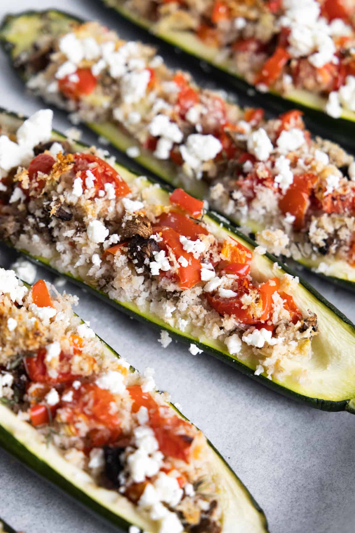 Close up on vegetarian stuffed zucchini