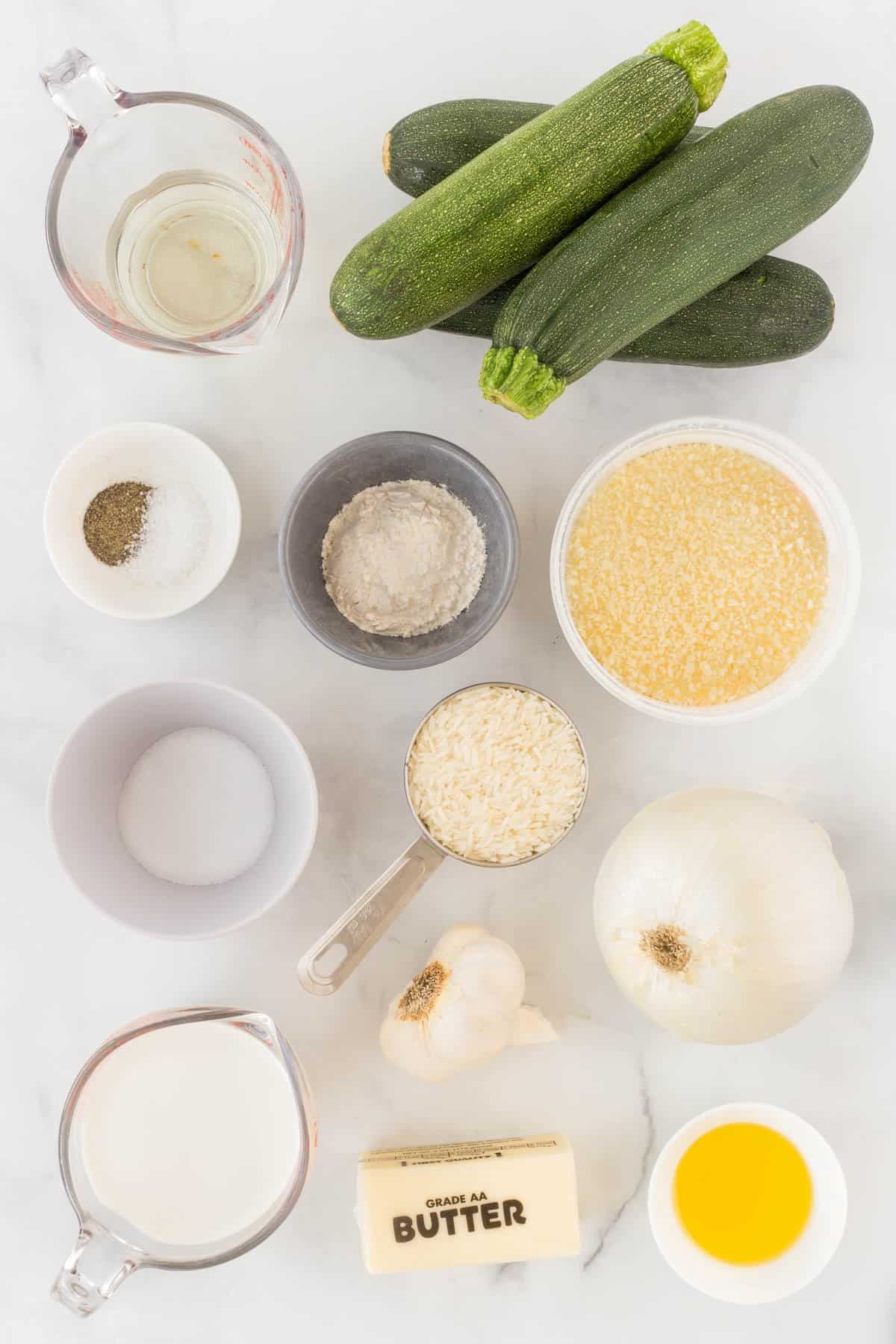 Ingredients for Zucchini Au Gratin with Rice 