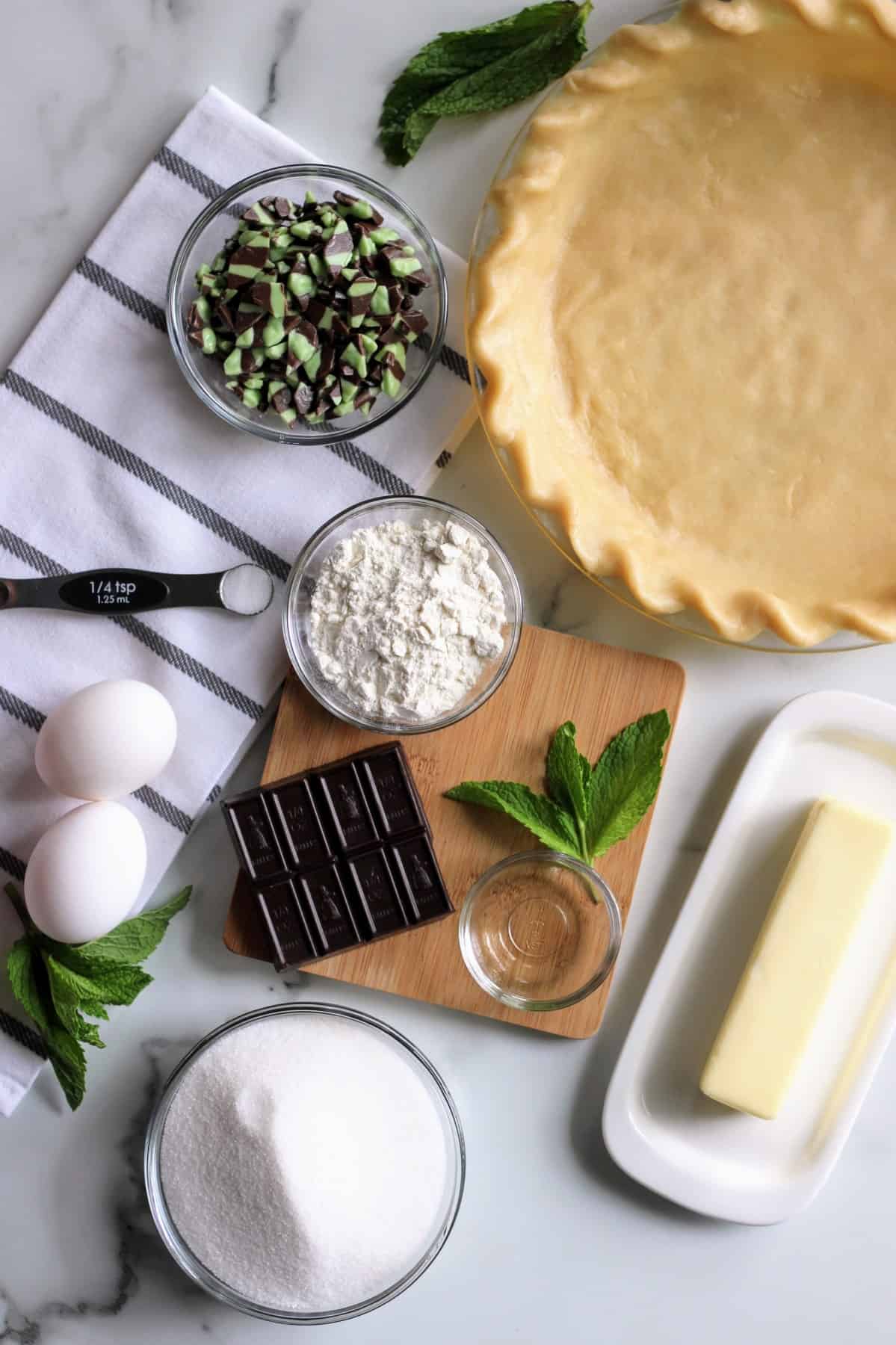 Ingredients for Mint Chocolate Pie
