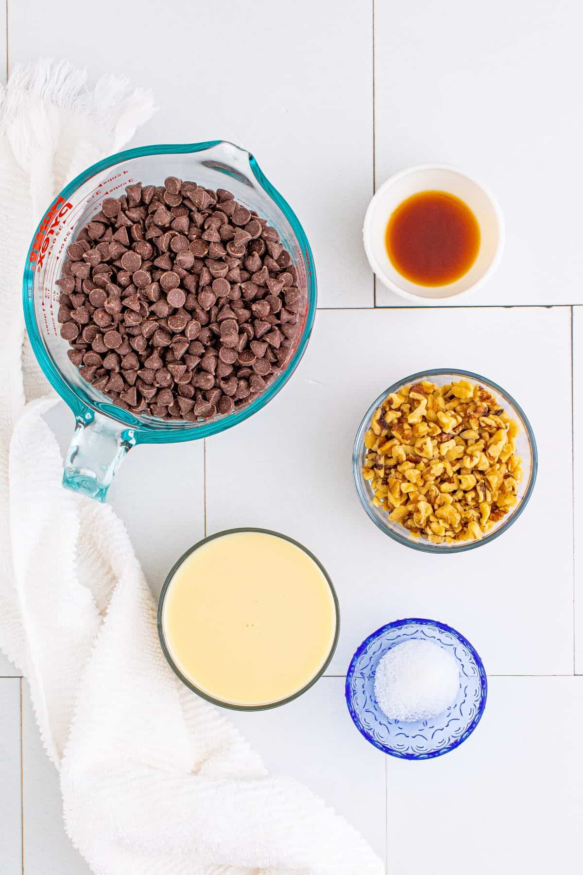 Ingredients for Easy Chocolate Walnut Fudge. 