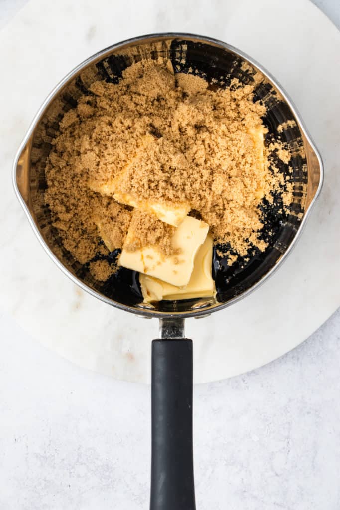 brown sugar, molasses and butter in a pot