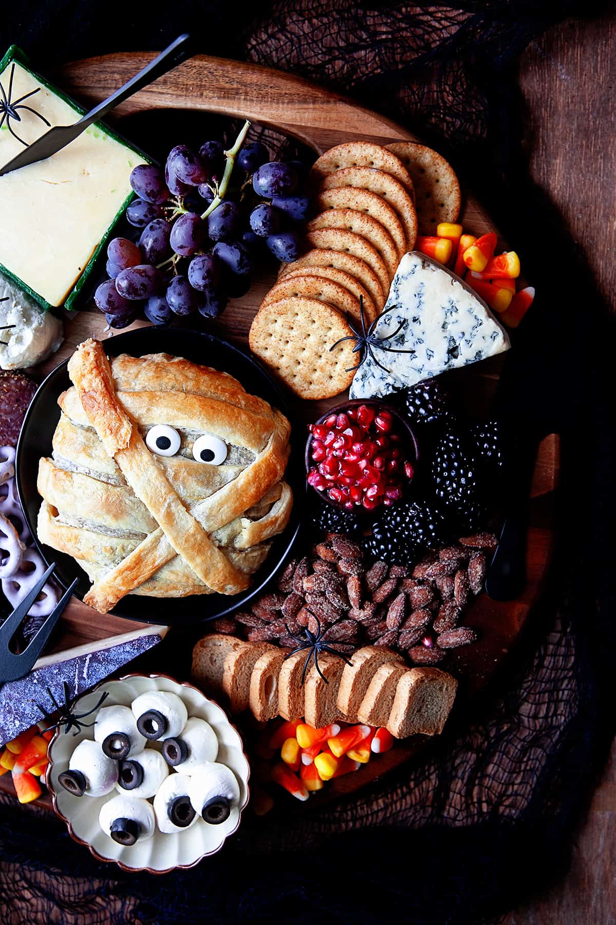 Another overhead shot of the Halloween cheese board. 