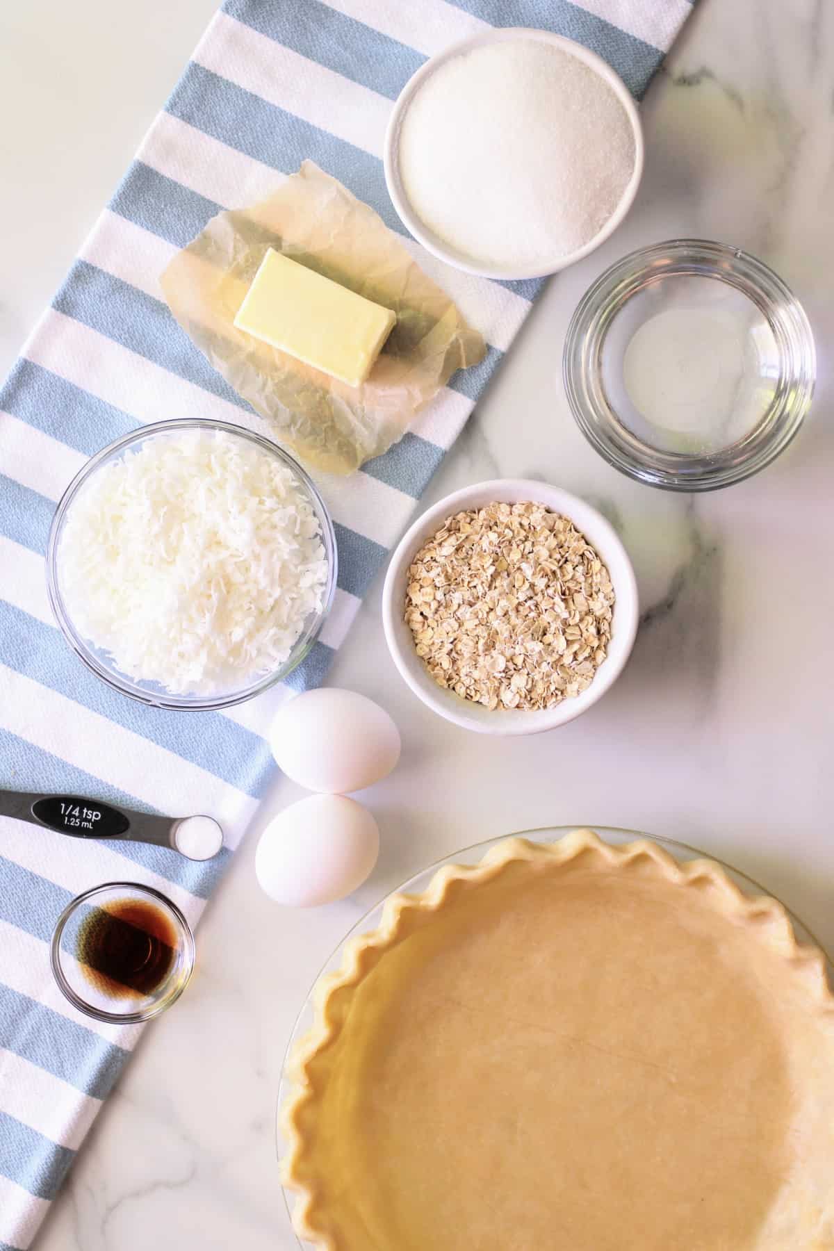 Ingredients for Old-Fashioned Oatmeal Pie