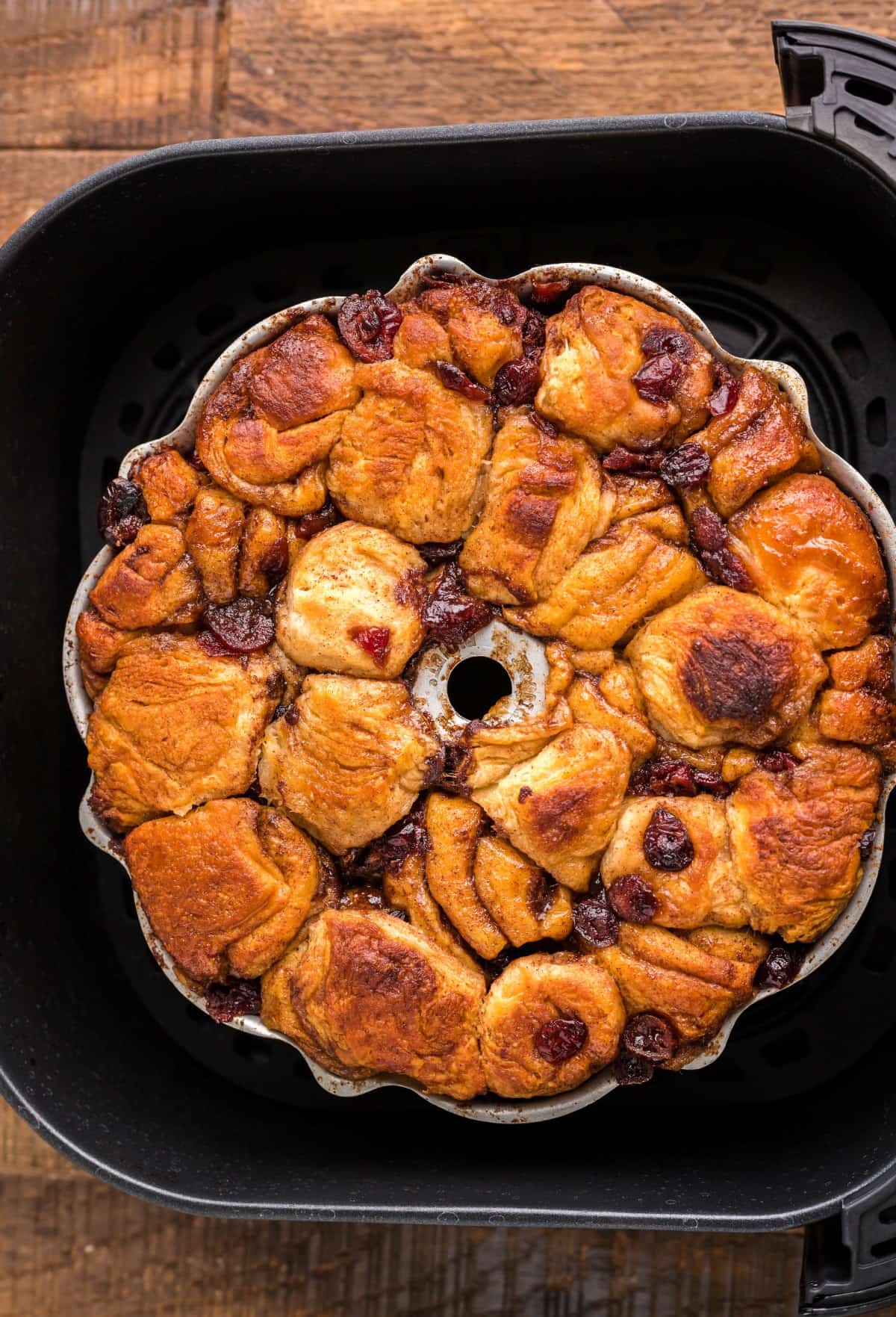 Overhead view of just baked monkey bread. 
