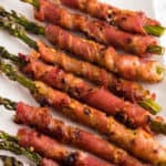 Bacon Wrapped Asparagus on a white background