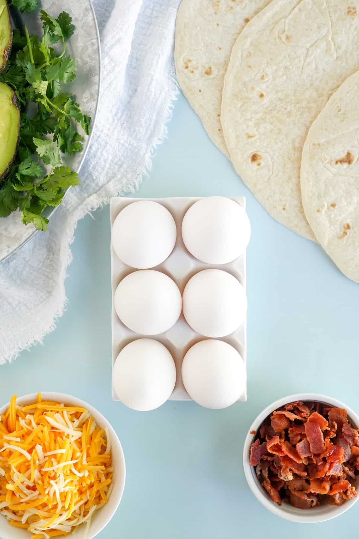Ingredients for Easy Breakfast Quesadillas. 