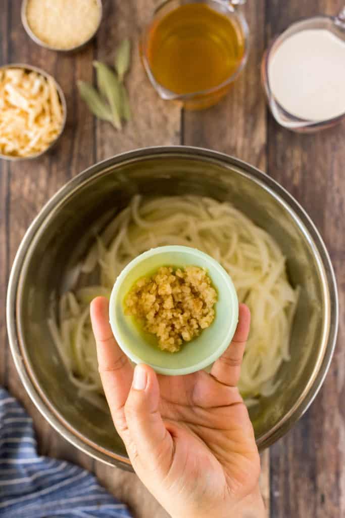 Adding garlic to the Instant Pot