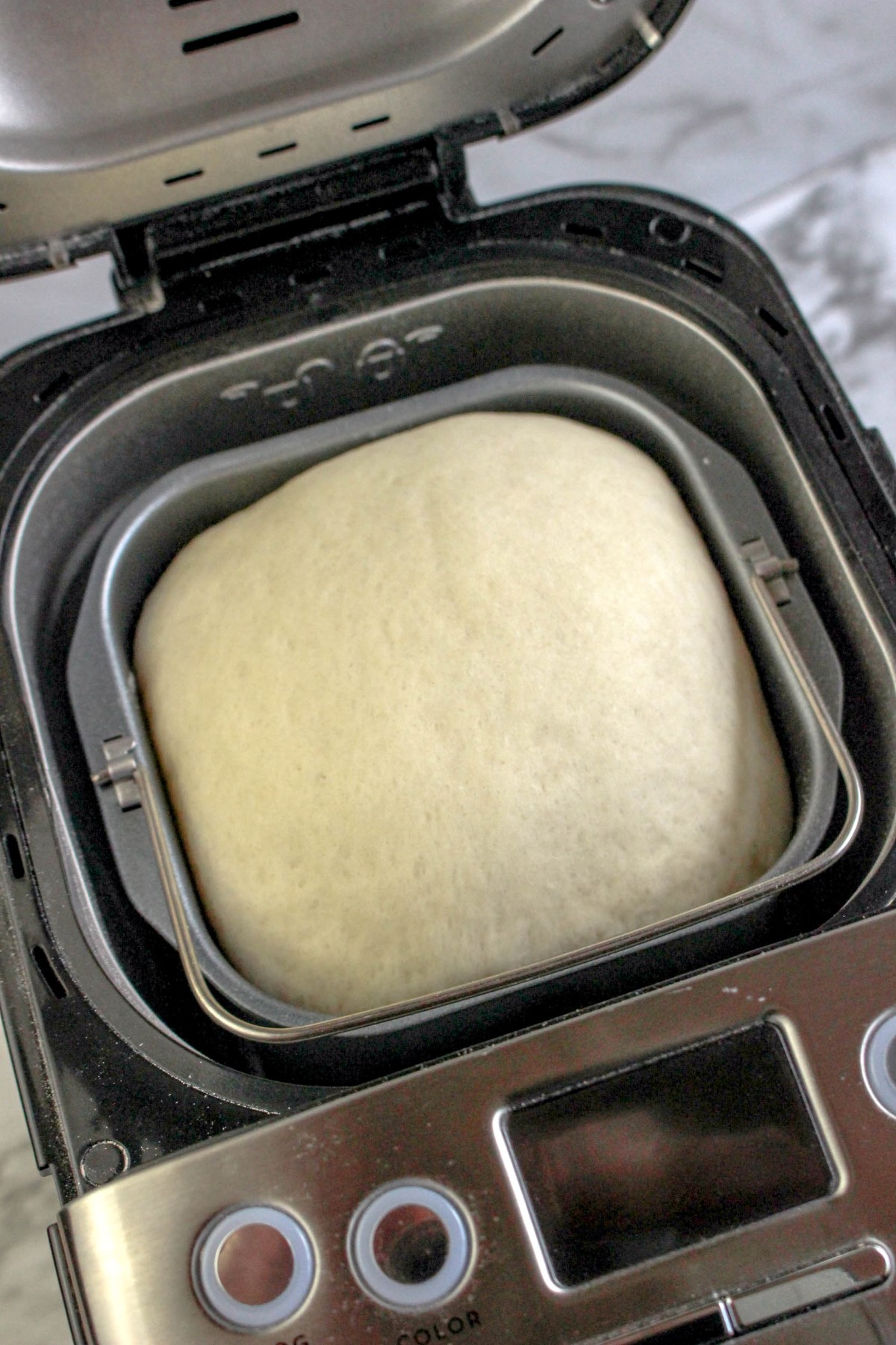 Bread machine pizza dough in the bread machine