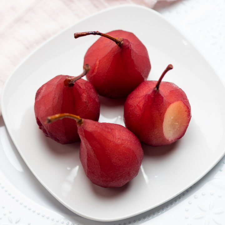 Red Wine Poached Pears