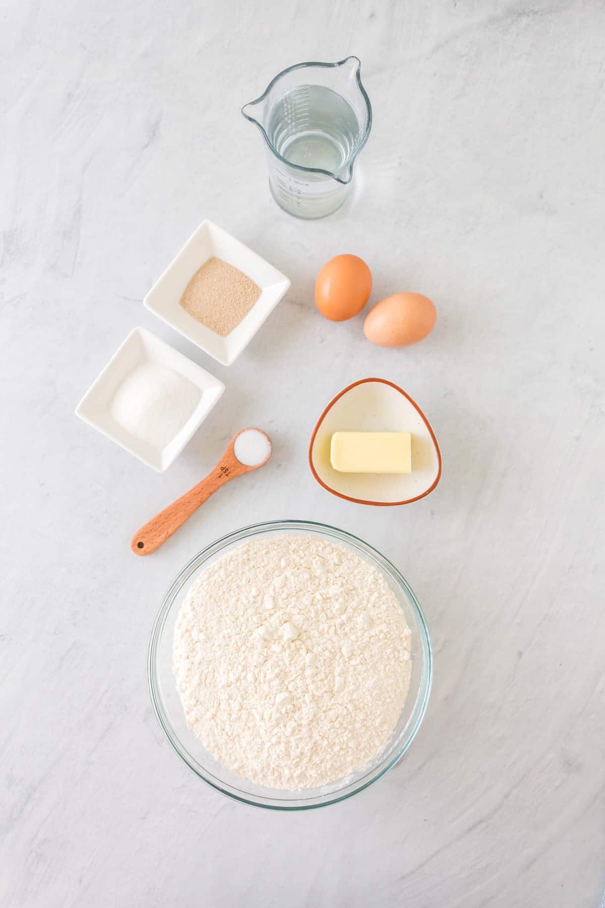 Ingredients for white braided bread
