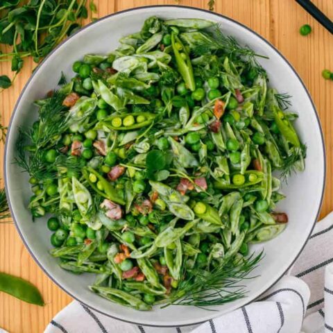 Creamy Sugar Snap Peas with Bacon