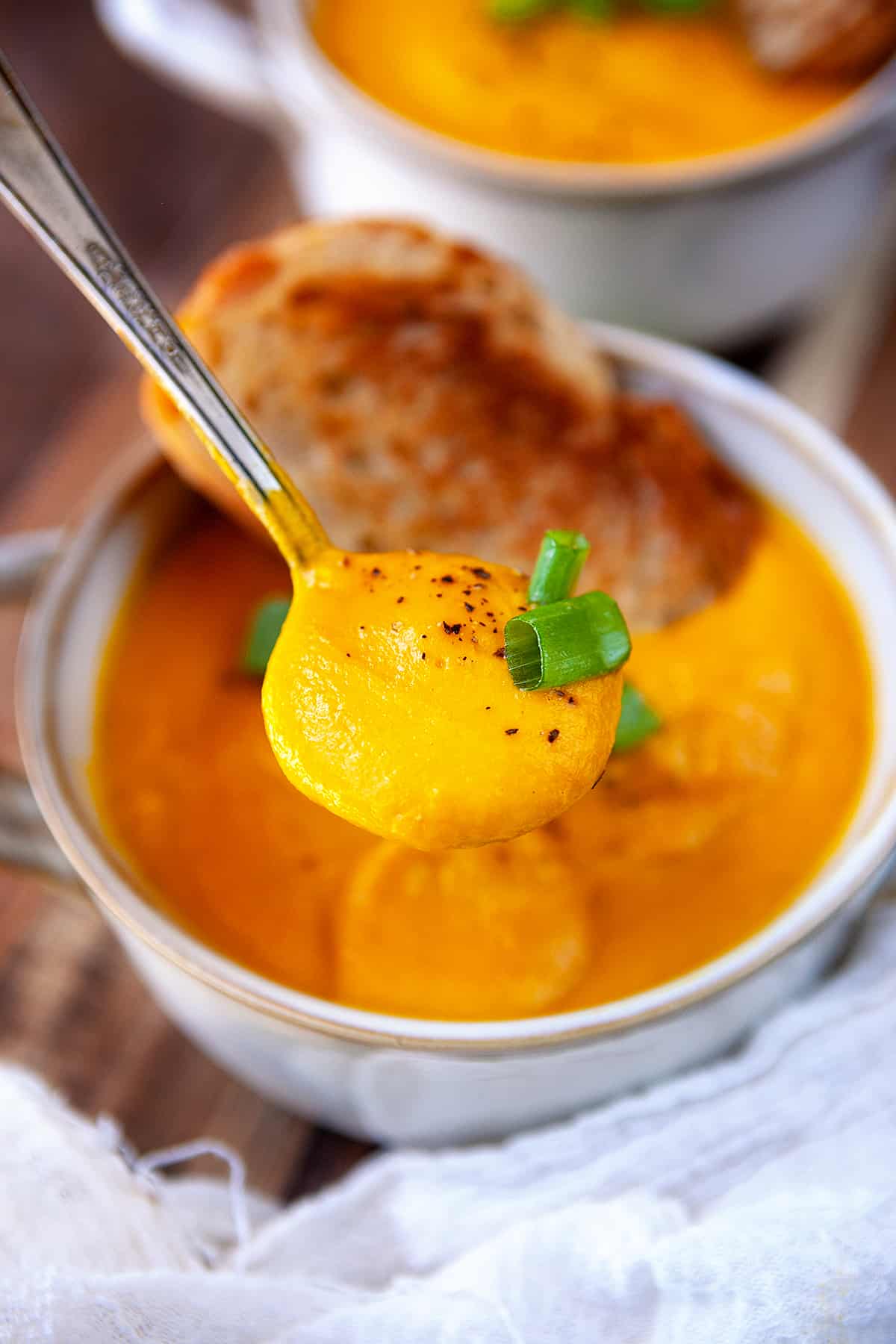 Spoonful of carrot ginger soup