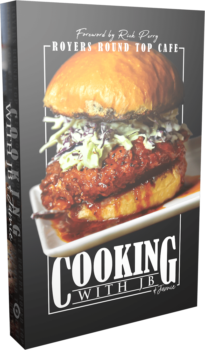 3D photo of the cookbook, Cooking with JB and Jamie. 