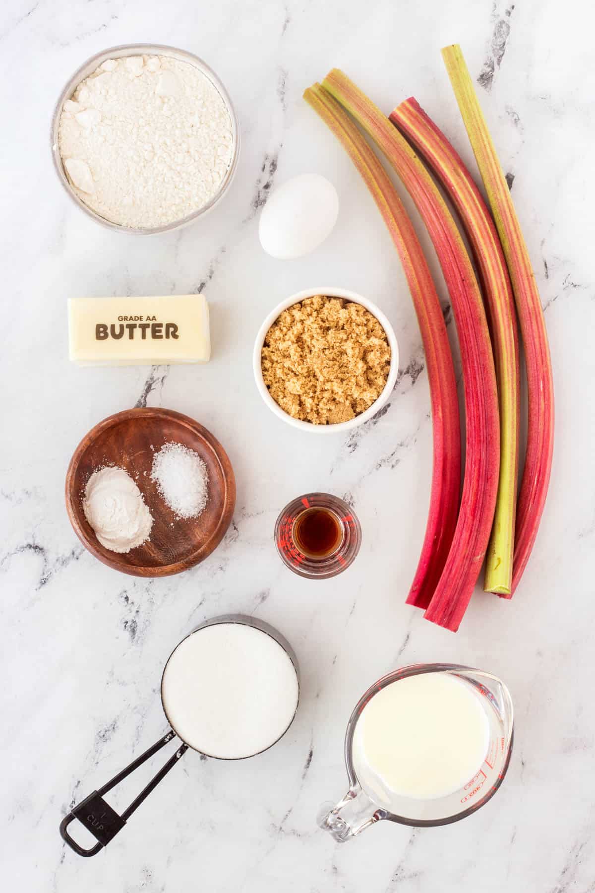 Ingredients for Old-Fashioned Rhubarb Pudding Cake