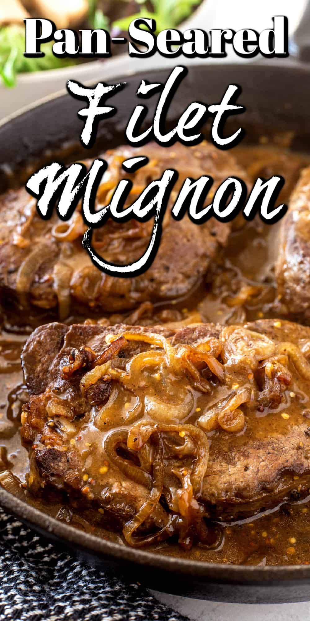 Pan-Seared Filet Mignon with Shallot Mustard Gravy Pin