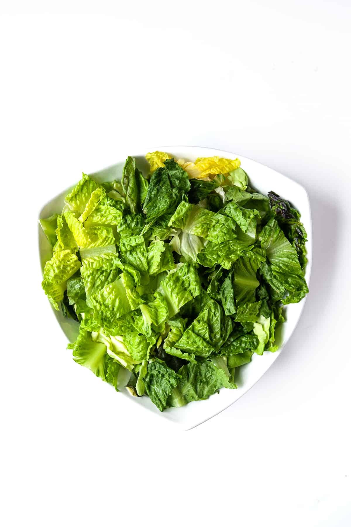 Lettuce in a bowl from overhead. 