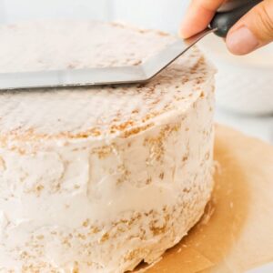 Putting a crumb coat on a cake
