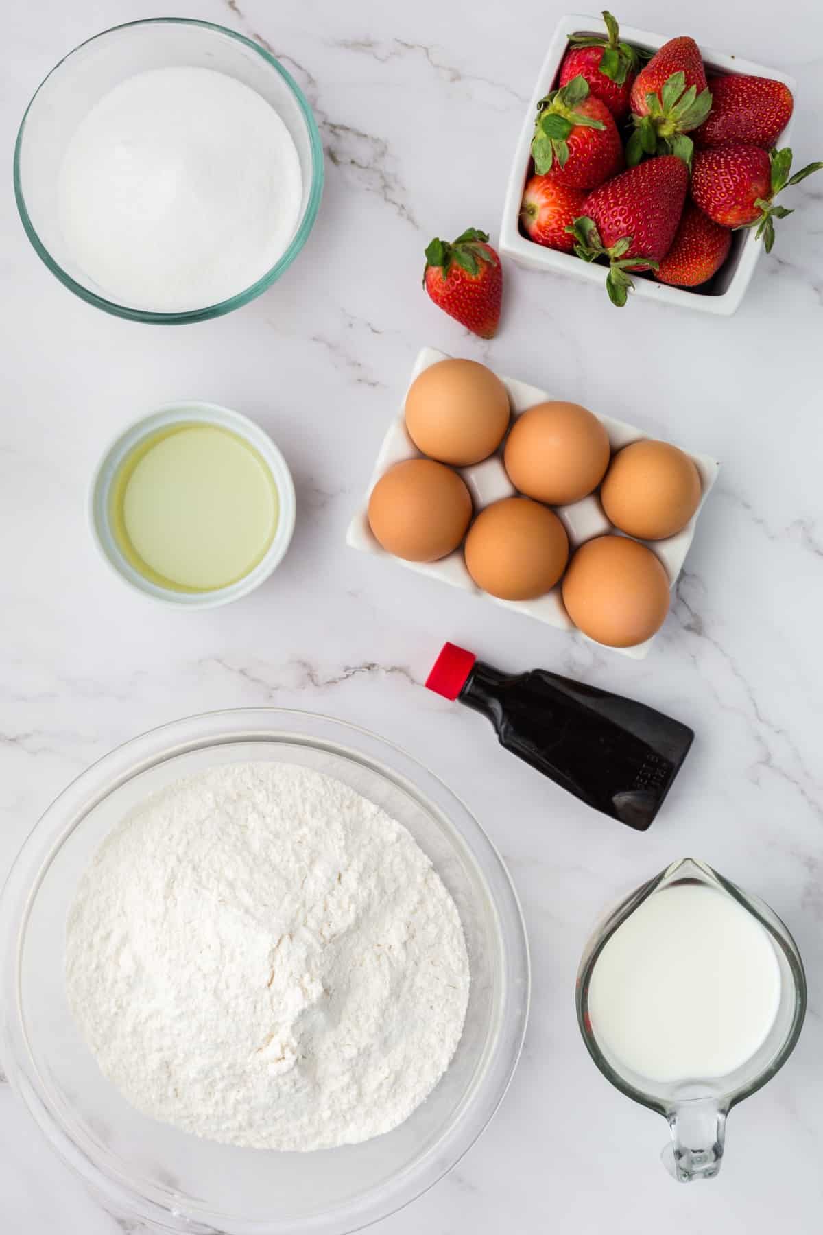 Ingredients for Strawberry Pancake Muffins. 