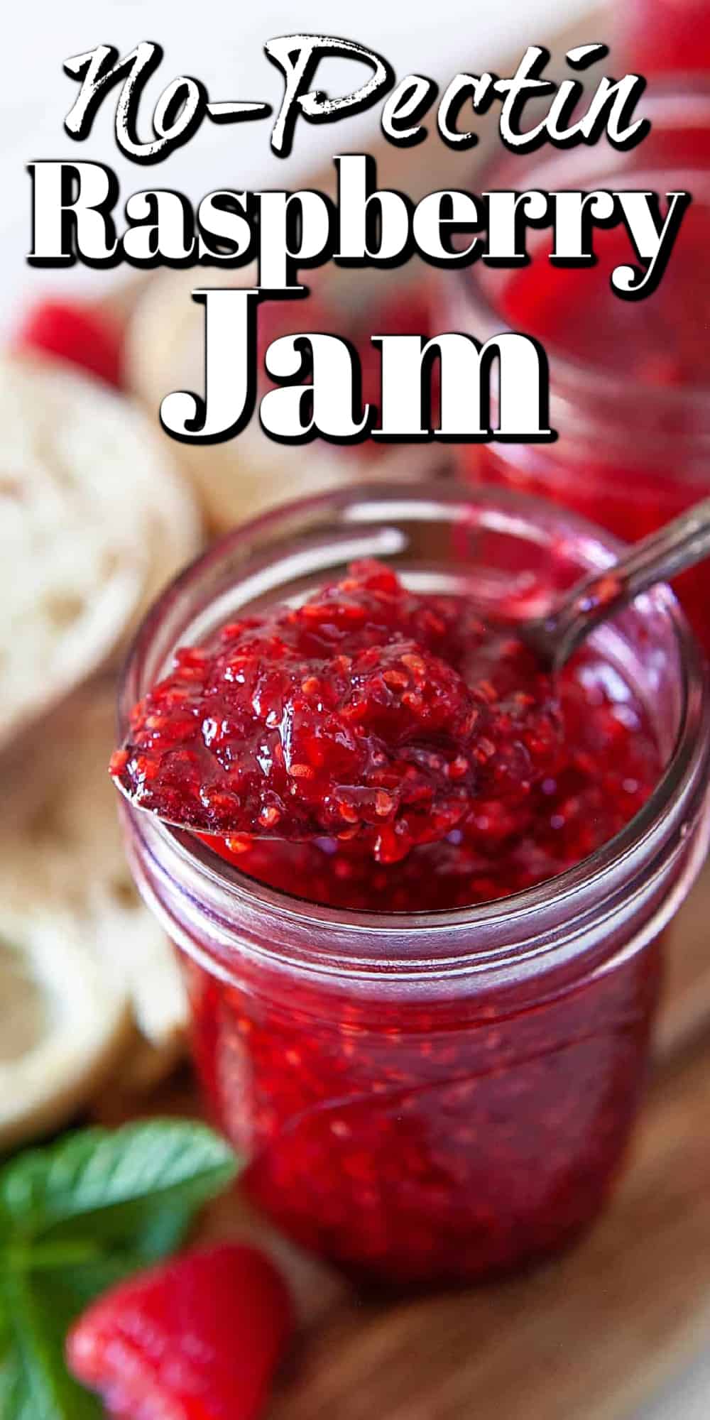 No-Pectin Raspberry Jam Recipe Pin