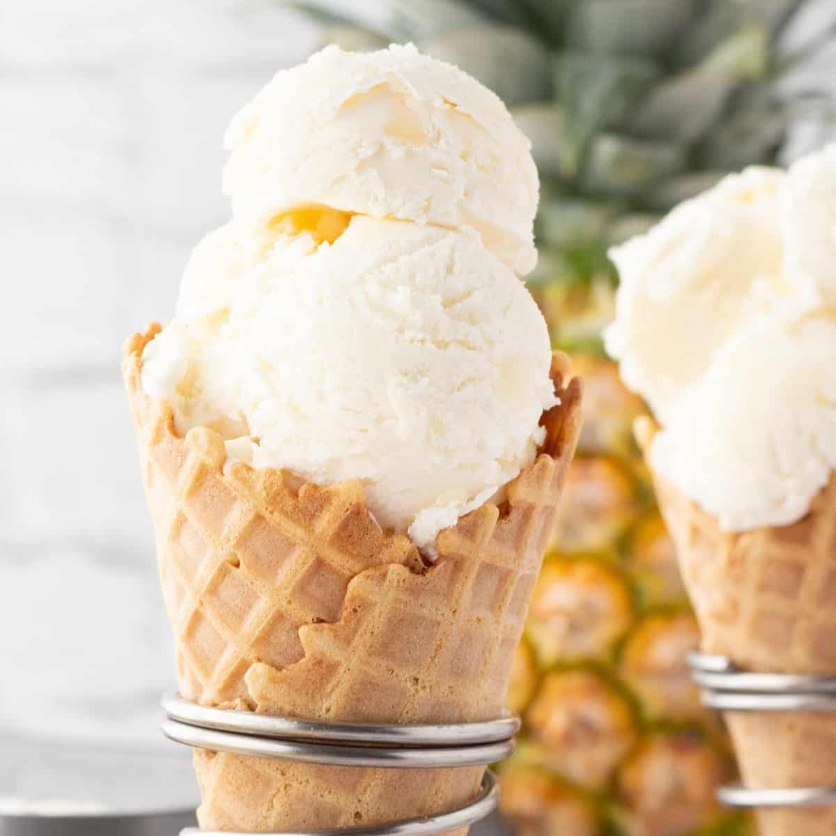 Ice cream cone in a stand. 