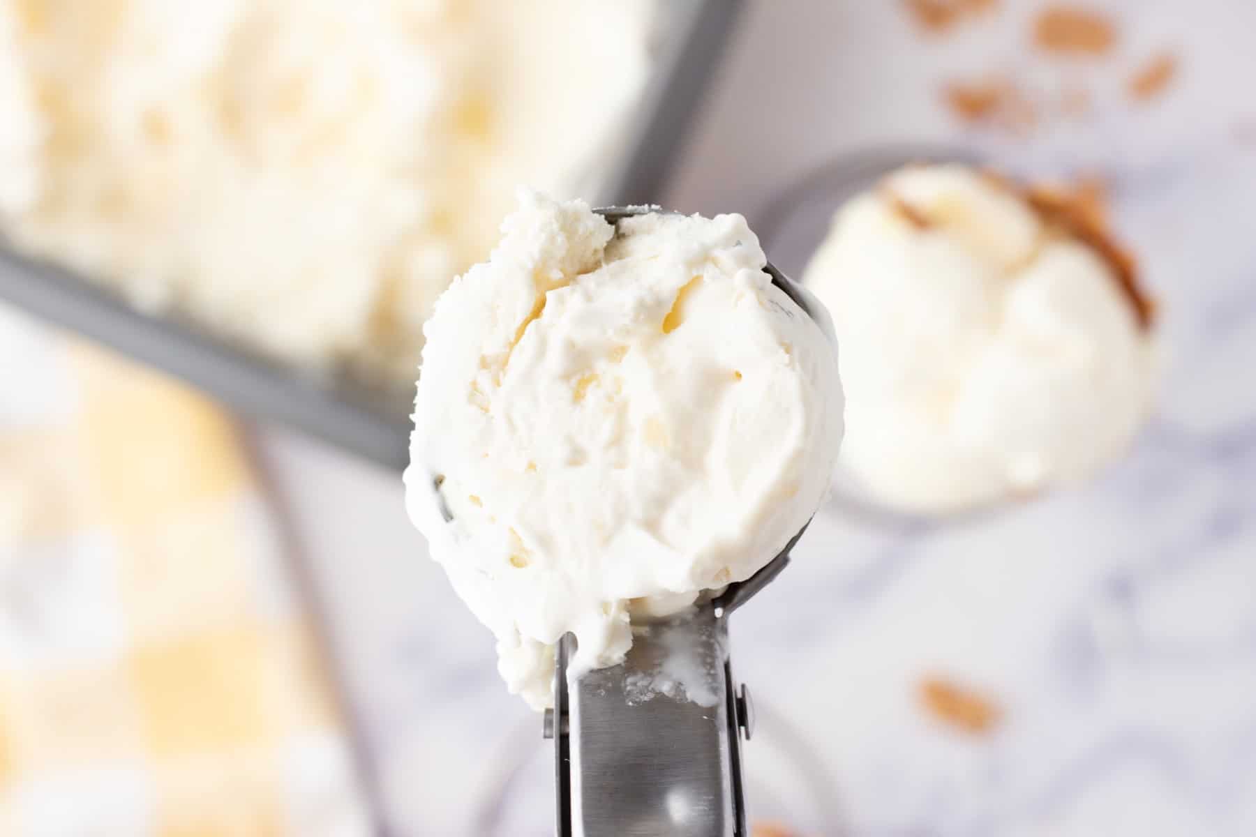 Horizontal picture of a scoop of ice cream. 