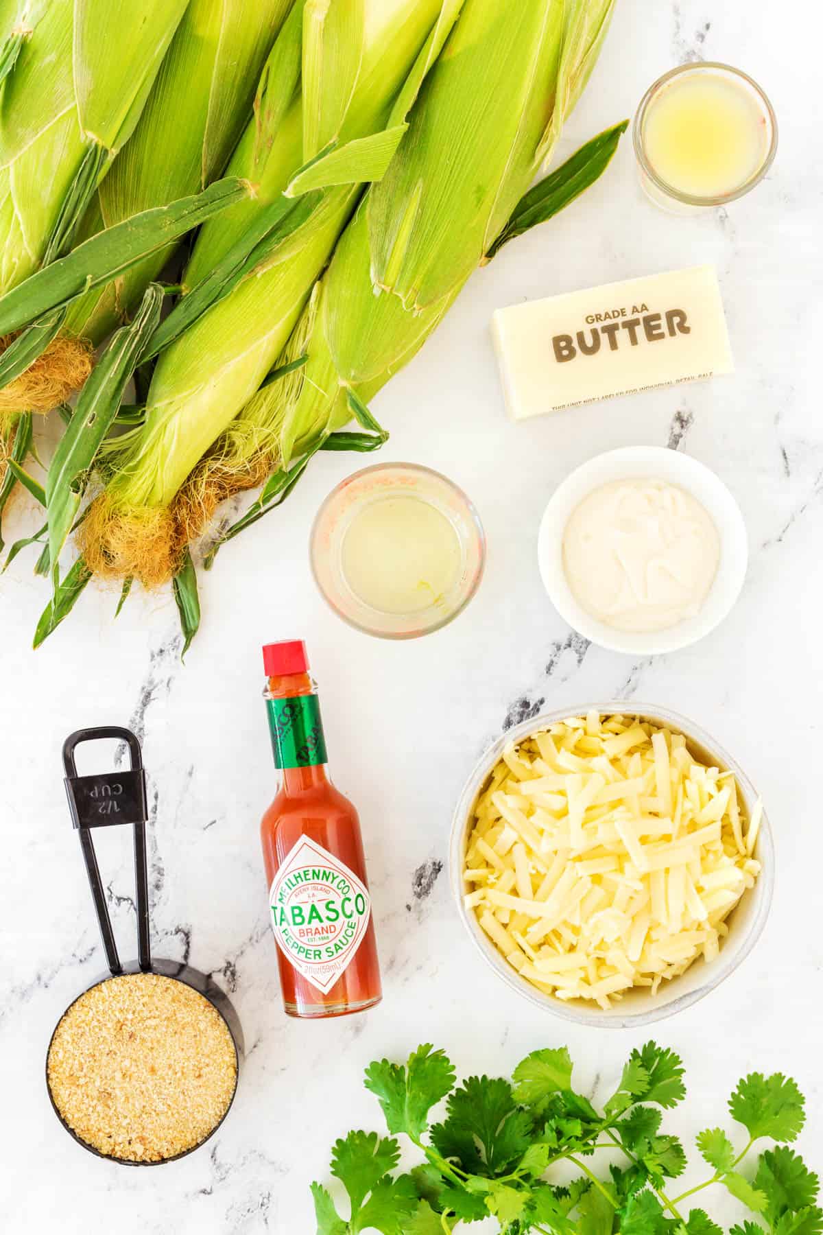 Ingredients for Easy Cheesy Skillet Corn
