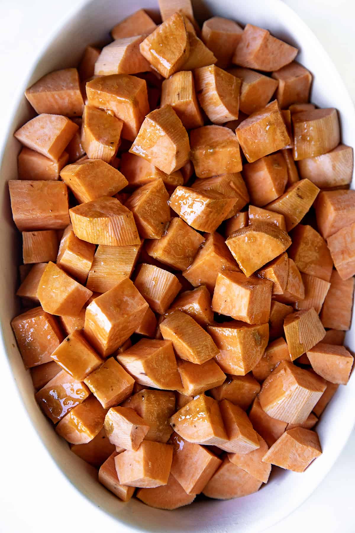 Candied yams ready for the oven. 