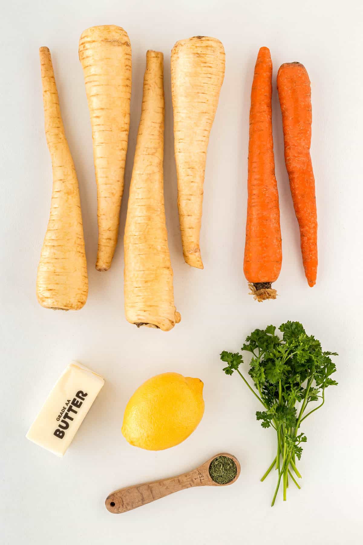 Ingredients for a Carrot and Parsnip recipe. 