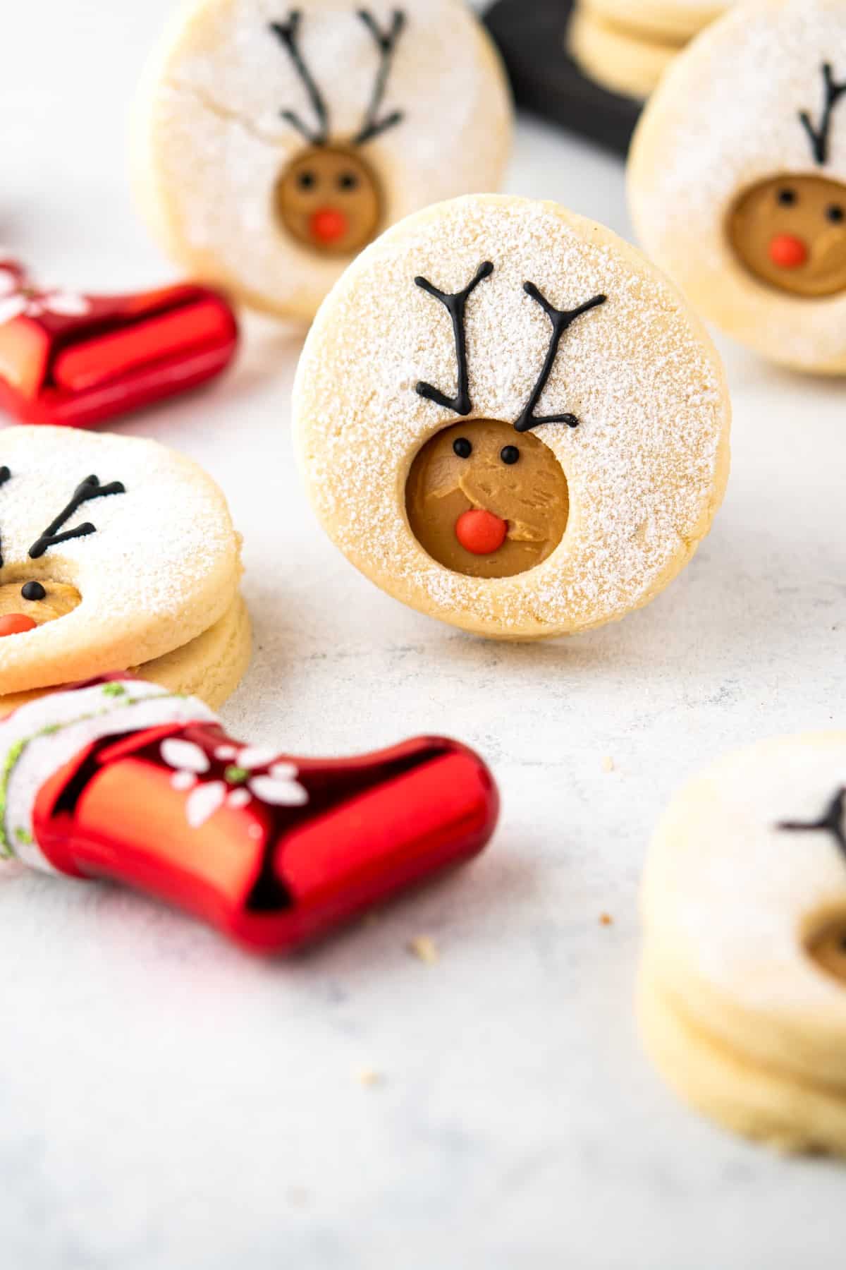 Reindeer cookies standing. 